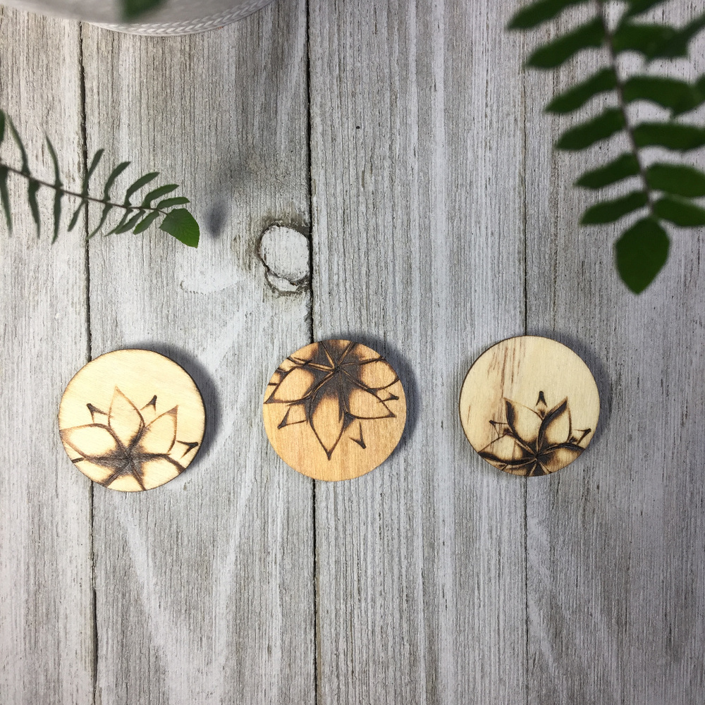 Knot & Kiln Wood-burned Floral Magnet Set